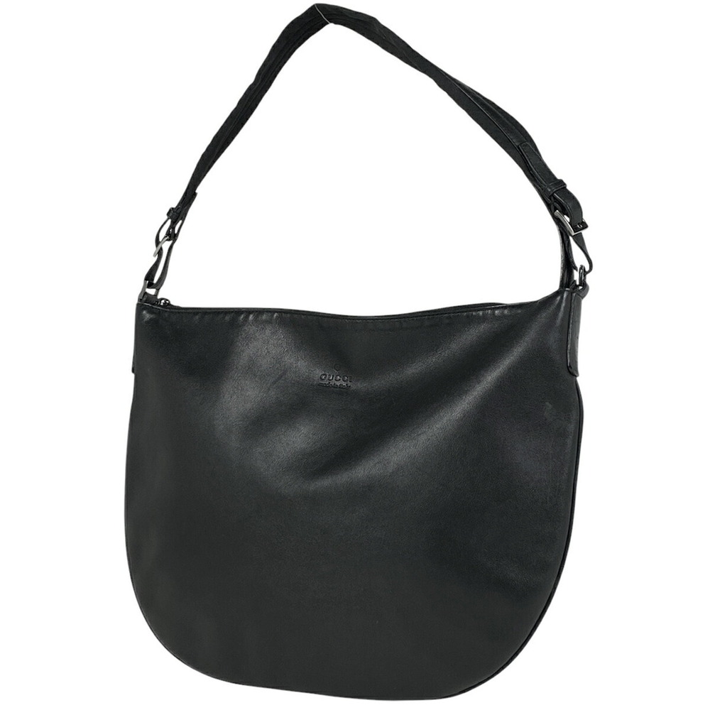 Gucci logo Shoulder Bag Hobo handbag leather black